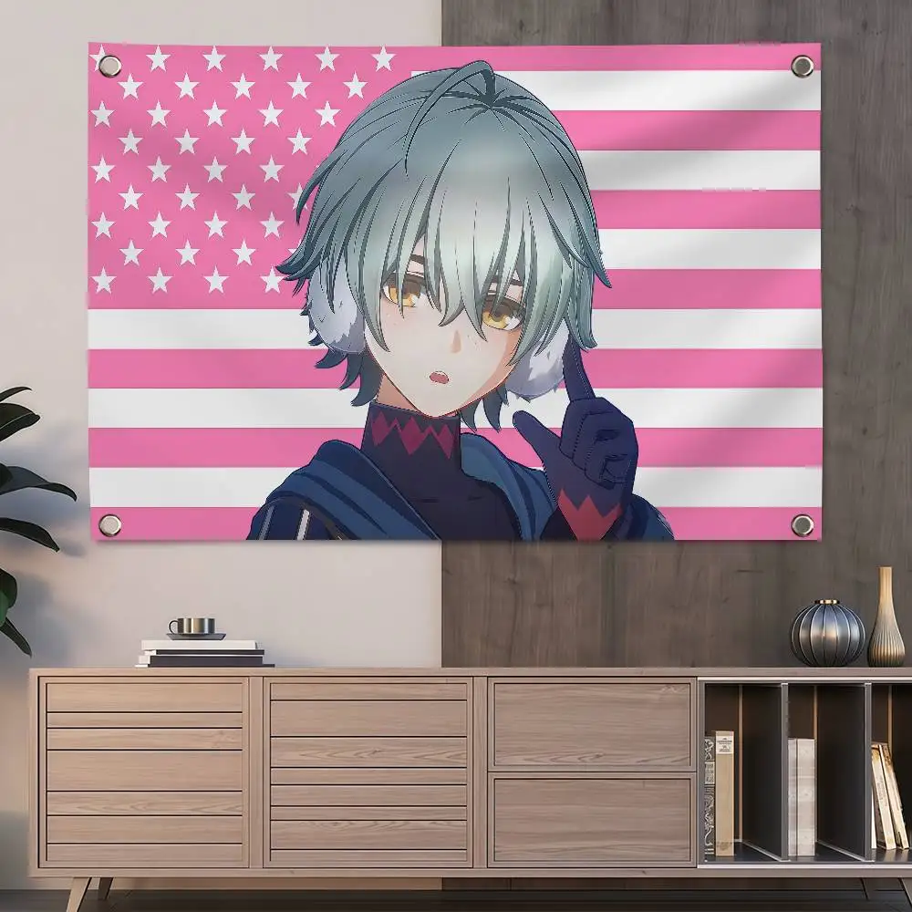 Genshin Impact ALYOSHA America 150x200cm 60x90cm Flag Decoration Outdoor Picnic Party Home Camping Party Art Hanging Banner