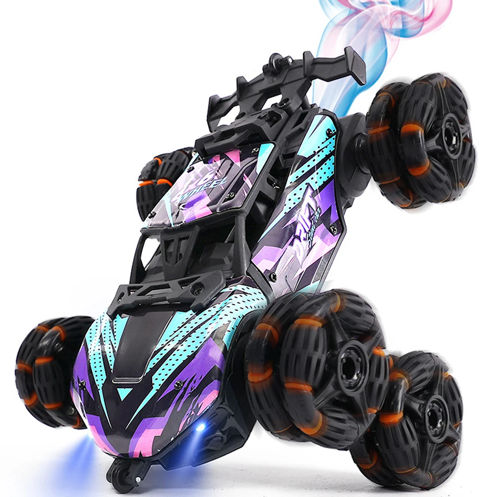 9IMOD RC Car 6 Wheel Drive Stunt Spray Car Swing Arm Spray Hand Controlled Drift Deformation Stunt Car with Watch Dual Control