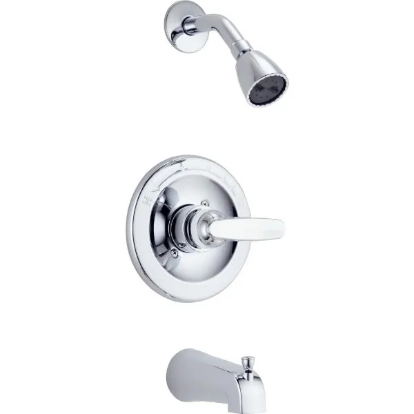 Delta Faucet Foundations Chrome Shower Faucet Set with 2-Spray Chrome Shower Head, Tub and Shower Trim Kit