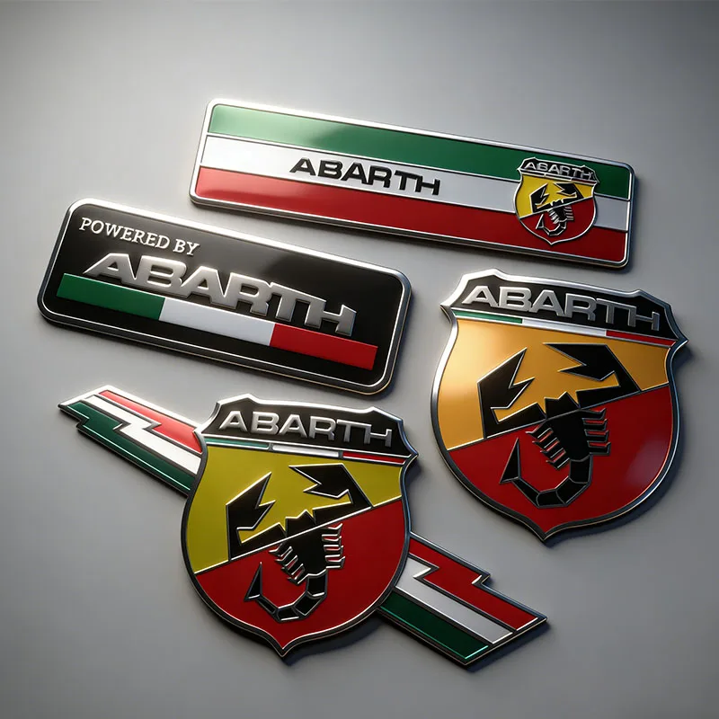 �y�Z�[�����z�J�[�X�^�C�����O�X�e�b�J�[ 3D�A���~�e�[���G���u�����o�b�W �{�f�B�f�J�[�� FIAT Abarth 500 Tipo FR Panda Argo Freemont Viaggio Bravo Punto�p