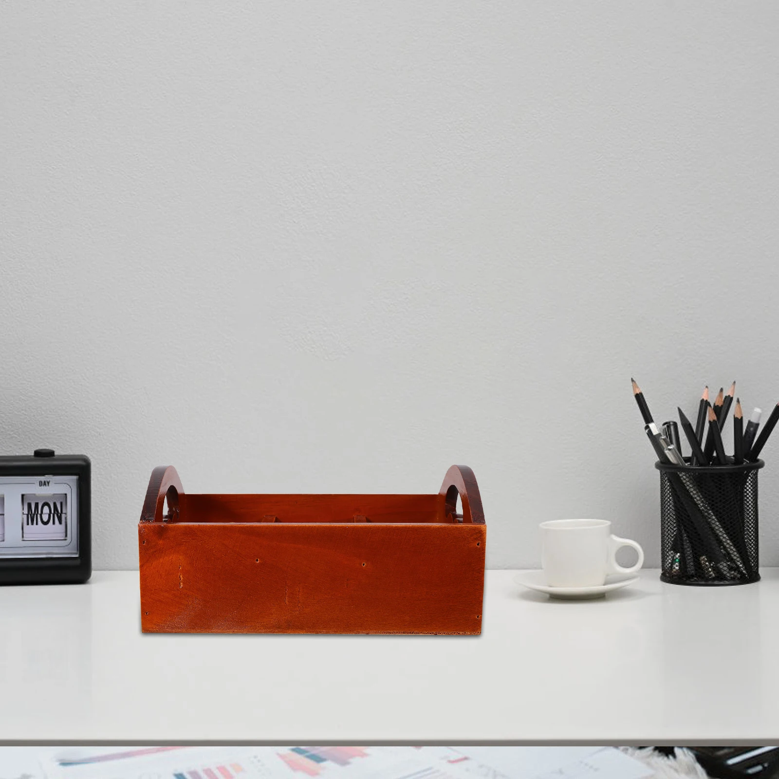 

Solid Wood Storage Box 6 Compartments ganizer Tray Portable Countertop Divided Box Tea Bag Container Desktop Wooden Holder