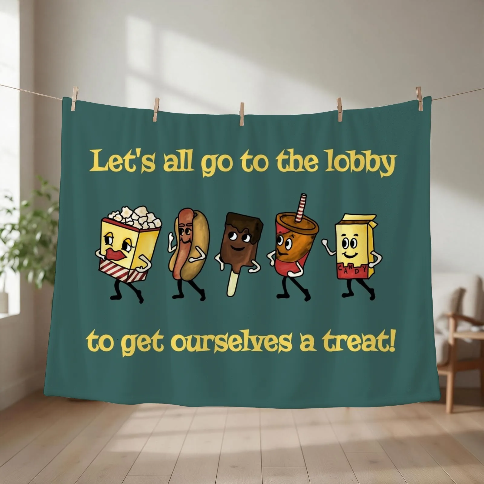 Old Time Movie Snacks Throw Blanket couch cozy soft plush fuzzy picnic outdoor blanket