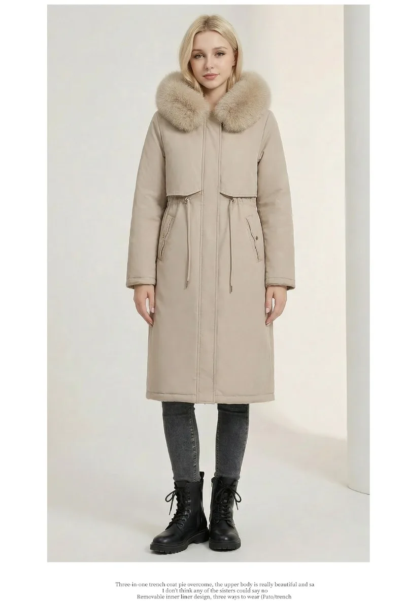 2026 New Double-sided Wear Parkas Women's Winter Fleece Cotton-padded Jacket X-long Overcoat Faux Mink Fur Thicken Hooded Coats