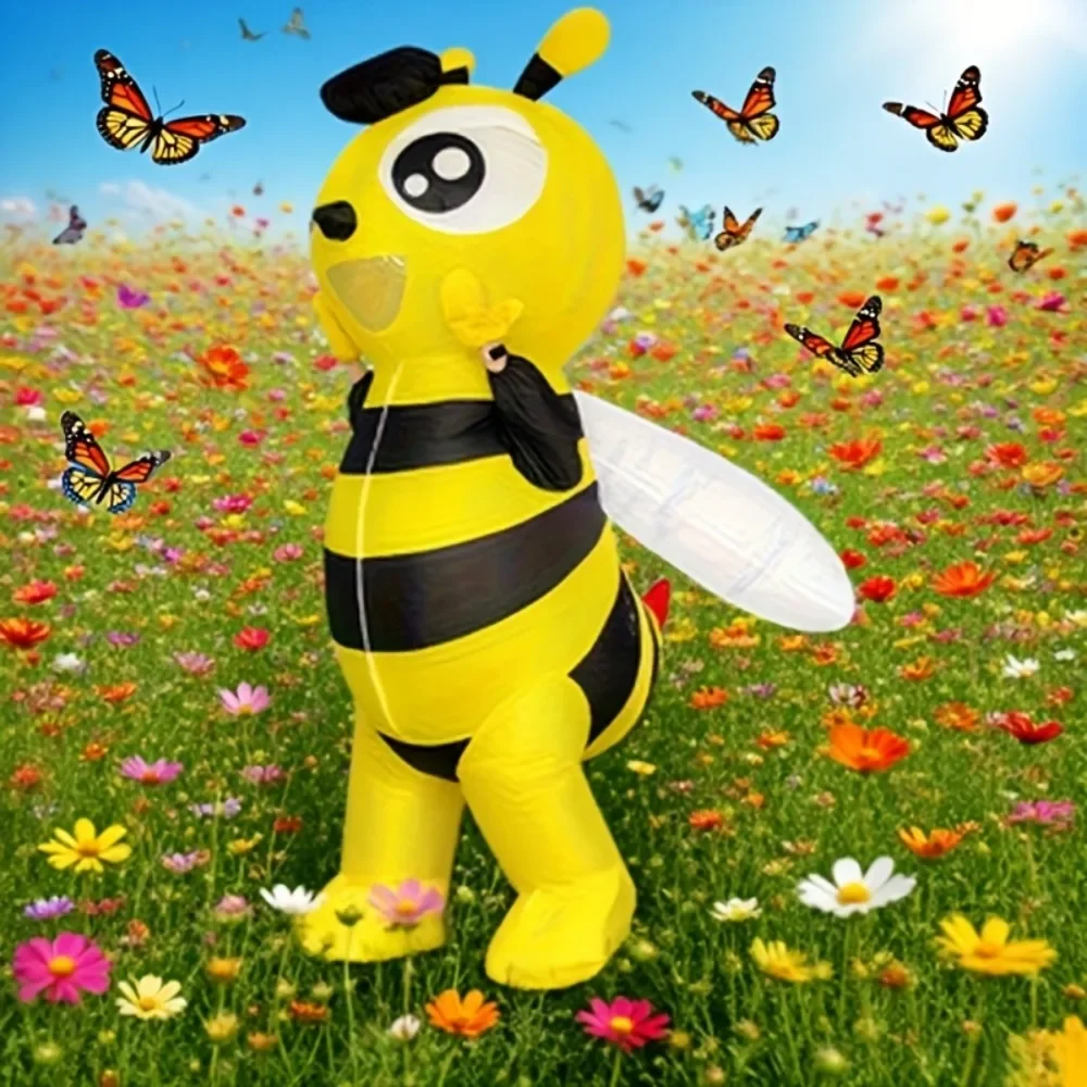 

[Cute Bee Costume] Sparkling Yellow Cute Bee Inflatable Costume for Adults | Black Straps & Wings, Party Cosplay