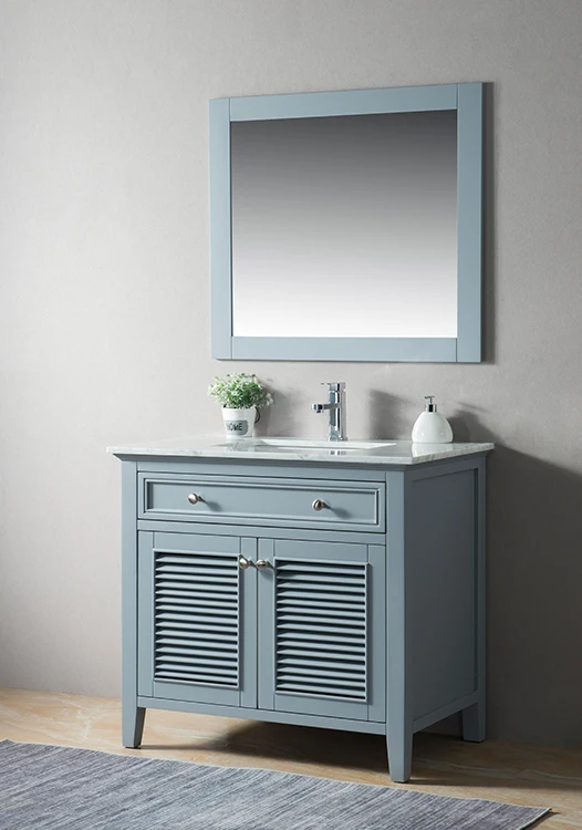 Modern Luxury 36-Inch Dark Grey Bathroom Vanity Cabinet with Countertop for Hotel Use