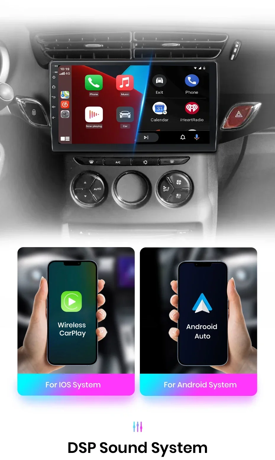 Junsun kabelloses carplay android auto radio für citroen c3 ds3 2013-2015 auto intelligente systeme rds bt dsp 2 din autoradio – Detail 11
