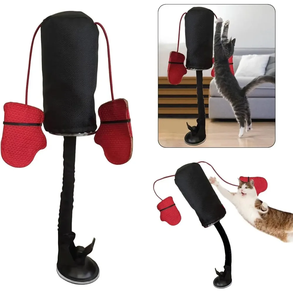 Cat Toys Interesting Punching Toy Bag Teaser with Boxing Gloves for Felines Cats Plaything Indoor Felines Boxing Punching Bag