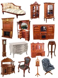 Dollhouse Miniature Furniture Doll 1:12 Vintage Scene Home Decor Handmade Mini Woodwork Cabinet Chair Table Miniature Model