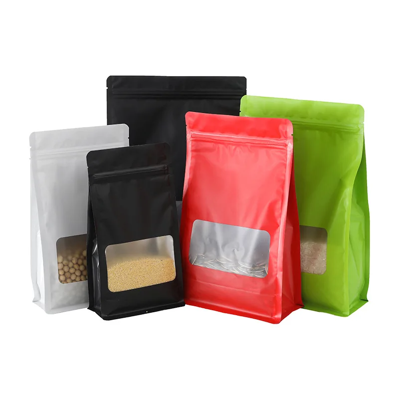 50 Uds. Bolsa de embalaje con ventana Ziplock de papel de aluminio DIY cacao Matcha café merienda azúcar especias galleta Beaf bolsas de almacenamiento de regalo
