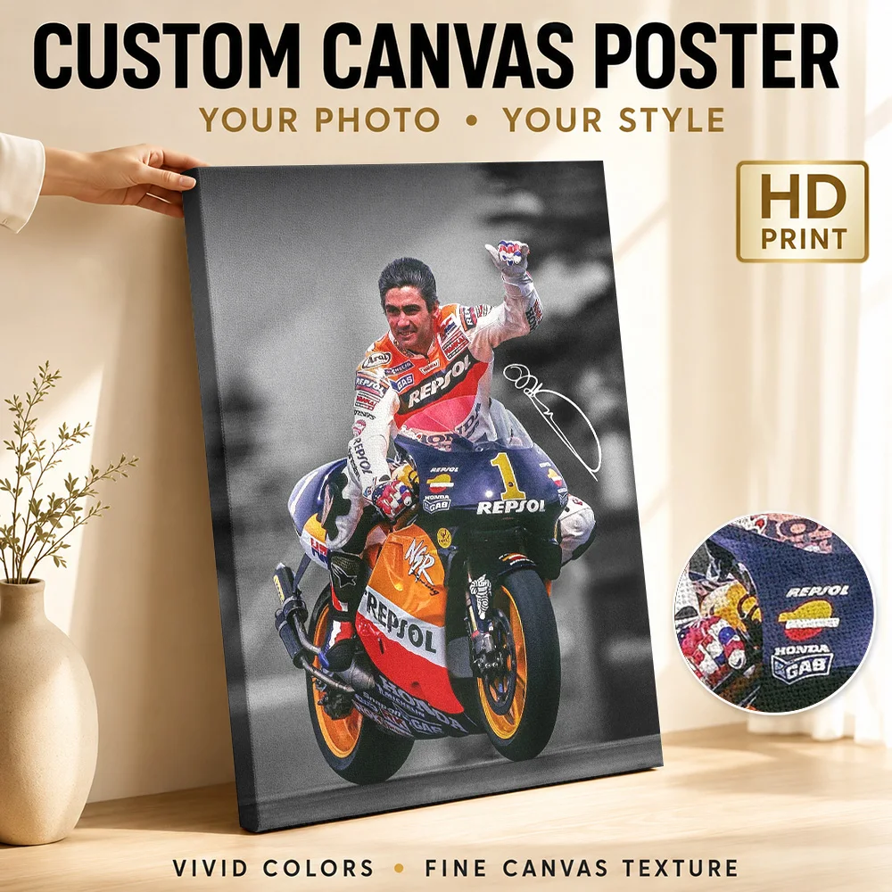 Mick Doohan MotoGP Racer Canvas Painting Poster Custom Modern Aesthetic Canvas Wall Art for Office Hallway Decor Ready to Hang