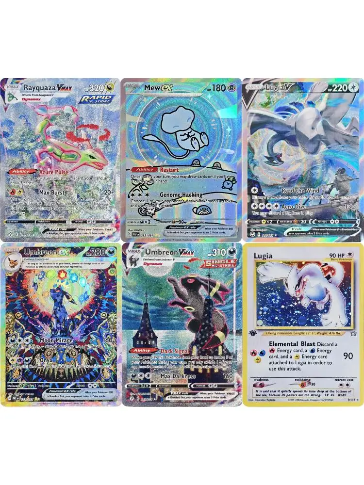 Hoge kwaliteit PTCG Engelse Team Rocket's Mewtwo zeldzame textuur flashcard Lugia Umbreon Mew DIY zelfgemaakte anime verzamelkaart - afbeelding 2