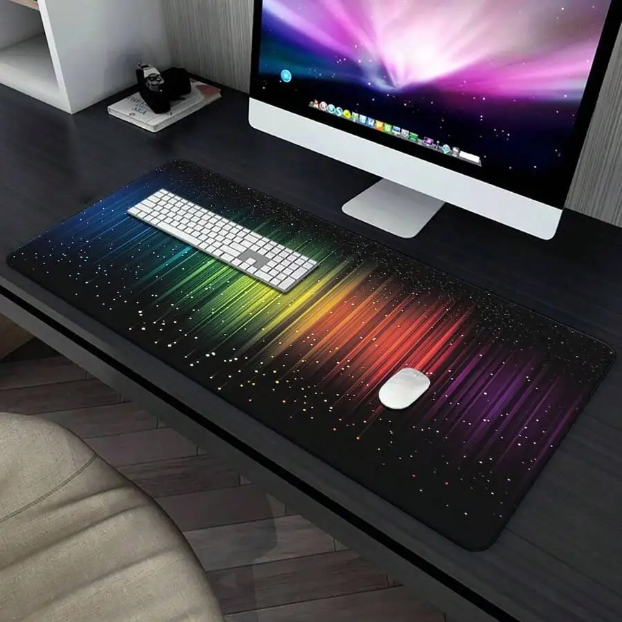 Large Vibrant Rainbow Spectrum Gaming Mouse Pad 800x400mm Waterproof Rubber Desk Mat With Anti-Slip Base