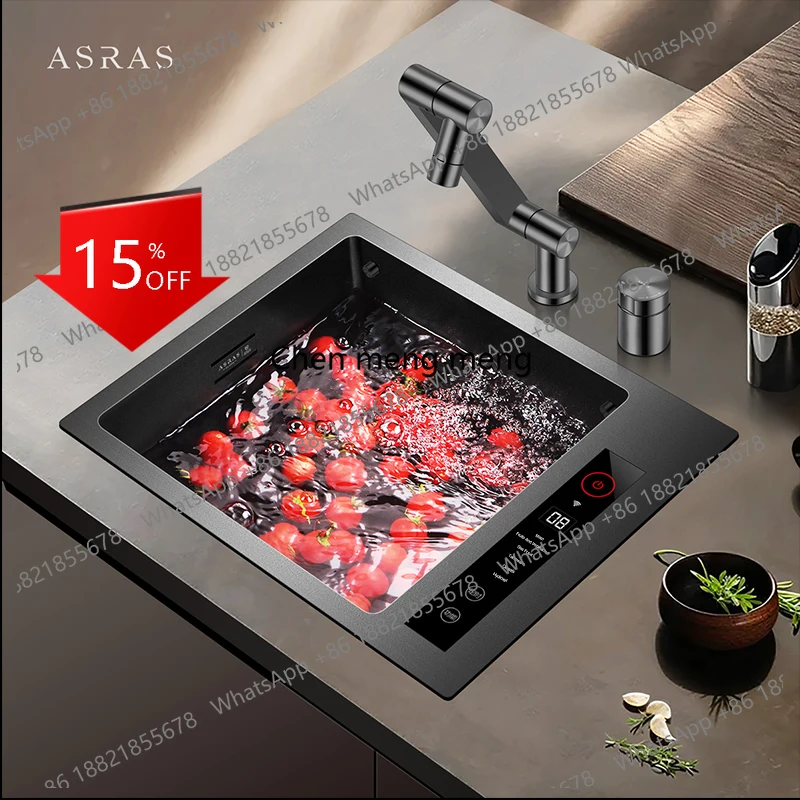 

A139 Новая умная скрытая кухонная мойка Nano с функцией очистки, одинарная чаша, для мытья фруктов и овощей, умные очищающие мойки