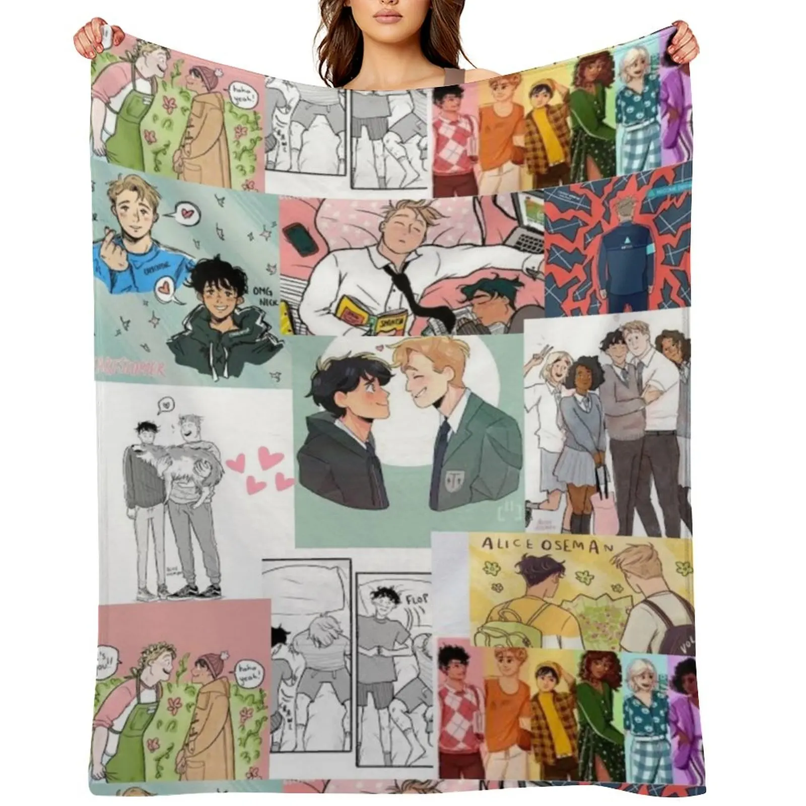 

Heartstopper Memorable Moments Collage #2 Throw Blanket Bed linens Beautifuls Plush Hairys Blankets