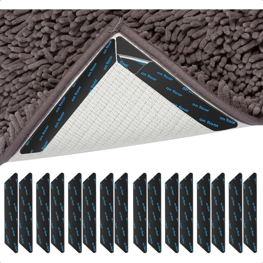 

16PCS Black Rug Pad Non Slip Carpet Tape Reusable Washable Cuttable and Spliced ​​DoubleSided Fixed AntiSkid Corner Tape for Fi