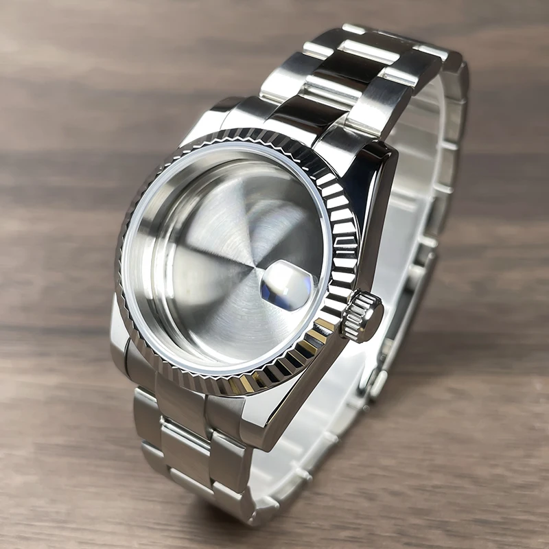 36mm/39mm Fluted Bezel NH35 Case For SK DJ Replacemet Part Sapphire Glass Stainless Steel Fit Nh35 Nh36 Movement Watch Case NH35 image 3