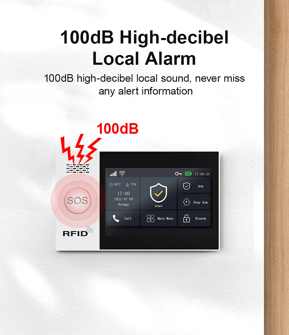 2.4G WIFI Smart GSM Alarm System Work with TUYA Smart Life Security Protection For Home with PIR Wireless Solar Siren Alexa