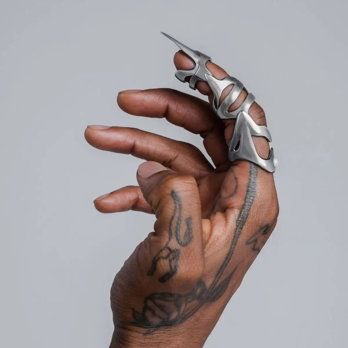 Punk Armour Rings Gothic Rock Machinery Scroll Joint Armor Knuckle Knight Metal Multilayer Finger Rings Cosplay Fashion Jewelry