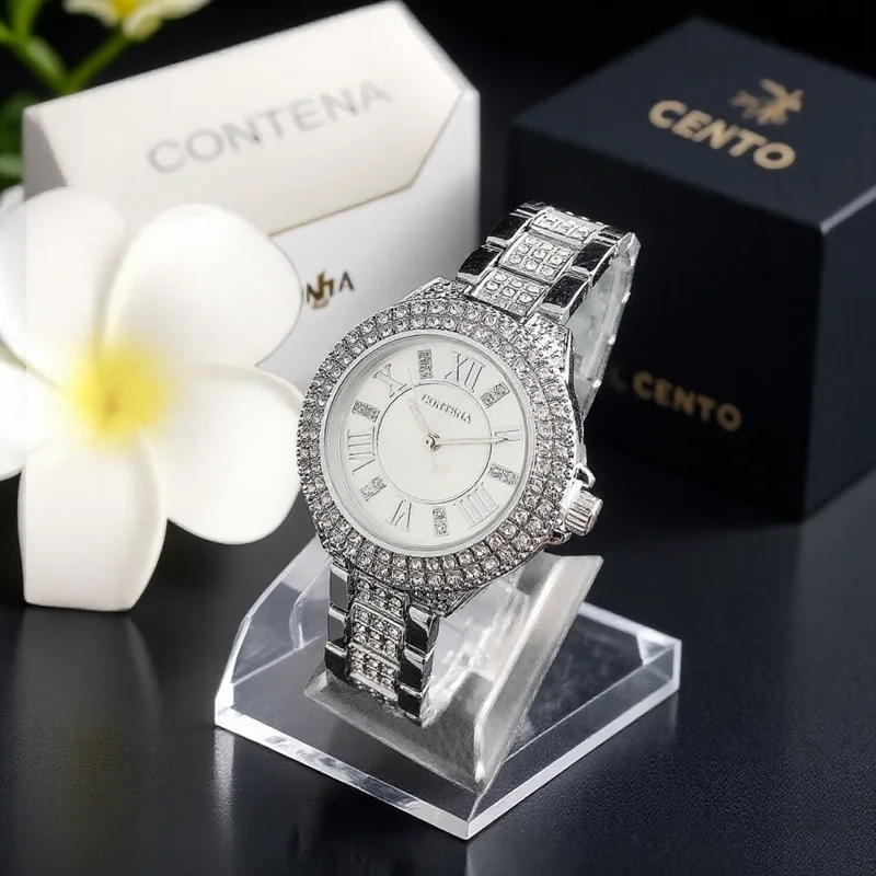 

Роскошные элегантные женские часы с бриллиантовым циферблатом, кварцевые часы для женщин, модные платья, женские наручные часы, подарок Montre Femme