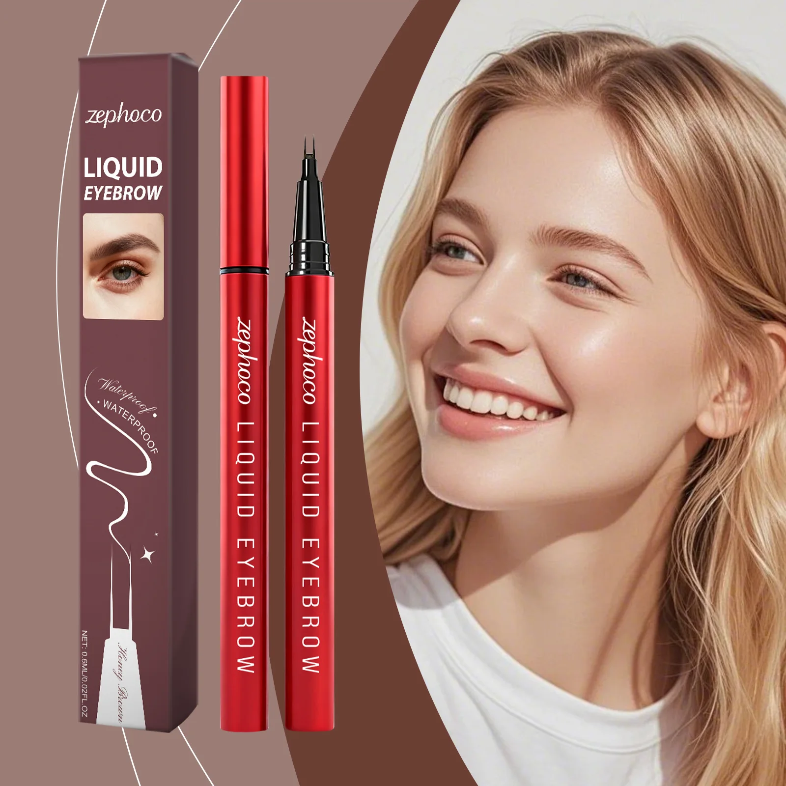 →이브Matita per sopracciglia selvaggia a 2 punti Penna per sopracciglia liscia per trucco con penna per sopracciglia liquida sottile impermeabile facile da impugnare