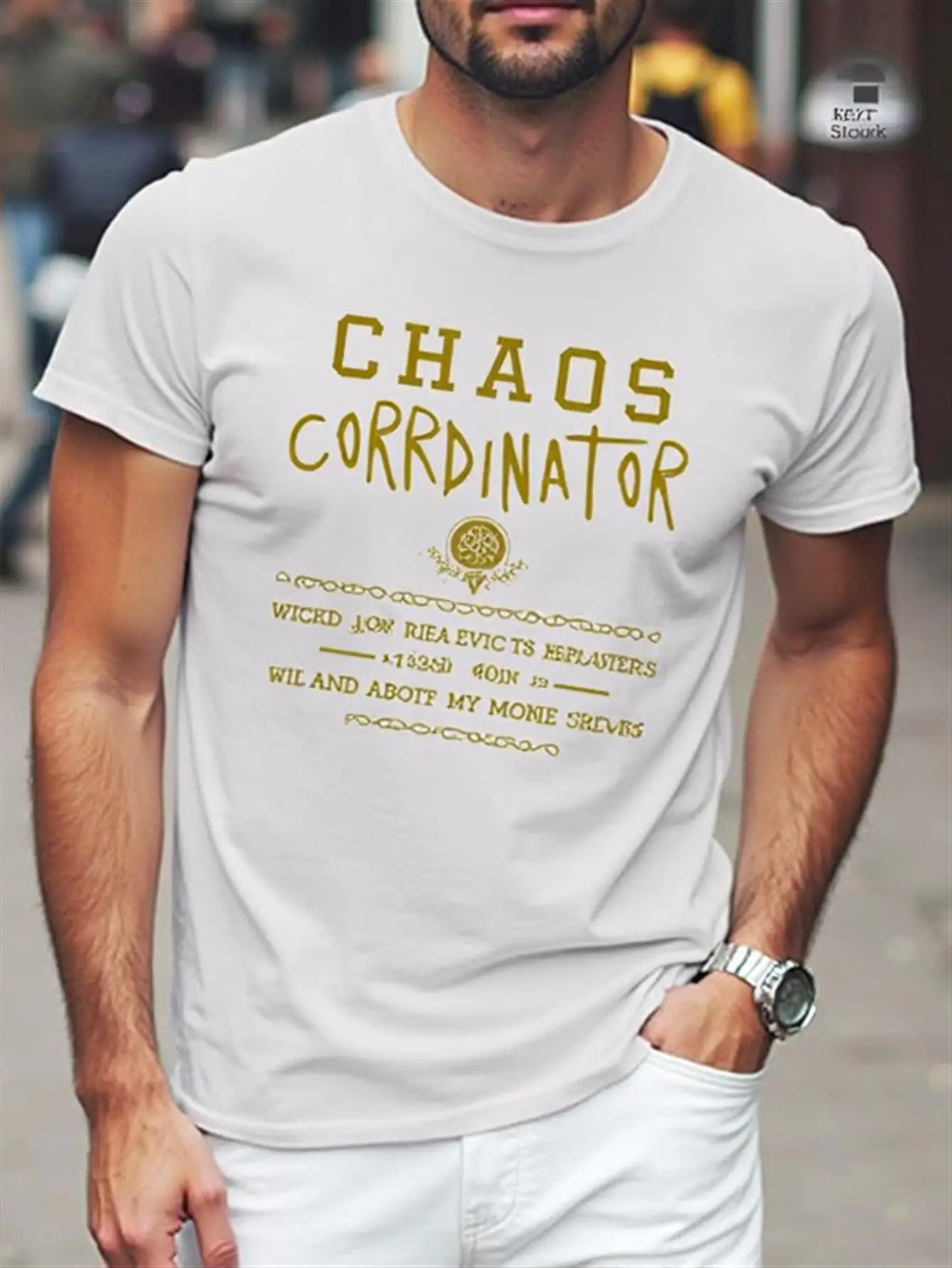 

T-Shirt with Bold Yellow and Black Print, Breathable Regular Fit Short-Sleeve T-Shirt, Casual Crew Neck Summer Shirt for Men, Perfect Gift, Everyday Comfort, Geometric Pattern, Soft Texture, Holiday Gift, Street Style, Durable Print