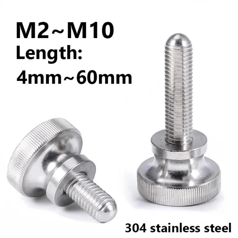 1/2Pc 304 Stainless Steel Thumb Curtain Wall Glass Lock Screw M2 M2.5 M3 M4 M5 M6 M8 M10 Knurl High Step Head Hand Tighten Screw