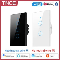 TNCE Tuya WiFi/Zigbee interruptor de luz inteligente, cable neutro/no requiere cable neutro Interruptor táctil de pared funciona con Alexa, Google Home