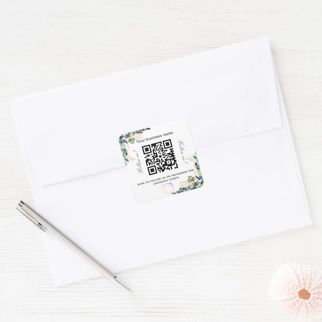 Picture 6: 50pcsCustomizable enterprise website logo QR code stickers - square design, personalized text, social media links label