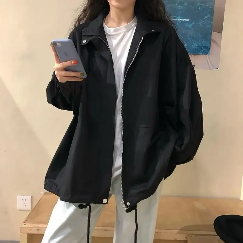 Kurtki damskie w stylu koreańskim cienka wiosna moda minimalistyczne płaszcze hipsterskie nowe wszystkie mecze Vintage główna ulica unisex nieformalne okrycie wierzchnie