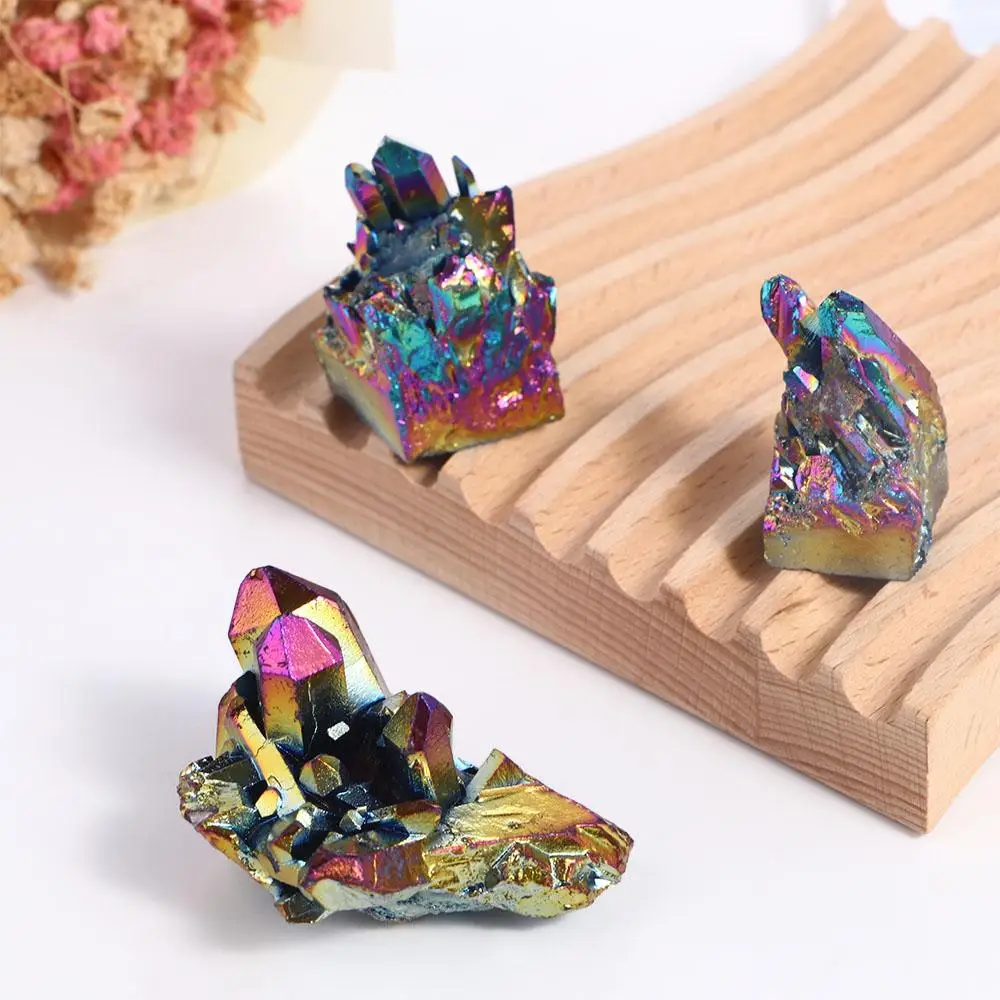 Degaussing Rough Grinding Rainbow Titanium Quartz Home Decoration Crystal Cluster Specimen Mineral Stone Ornaments Reiki Stone