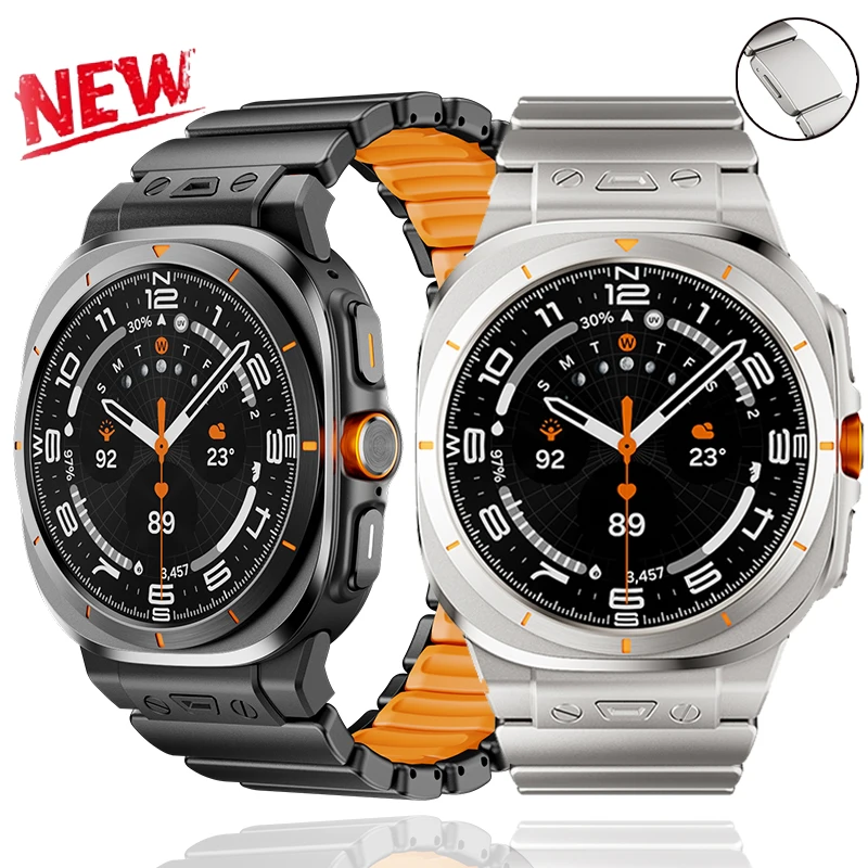 

Stainless Steel Magnetic Silicone Strap for Samsung Galaxy Watch Ultra 2025 47mm Luxury Metal Band for Watch Ultra 47mm Bracelet