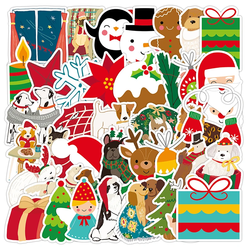 50PCS Christmas Santa Claus Christmas Art Aesthetics Stickers Children DIY Diary Laptop Gift Box Greeting Card Decoration Decals