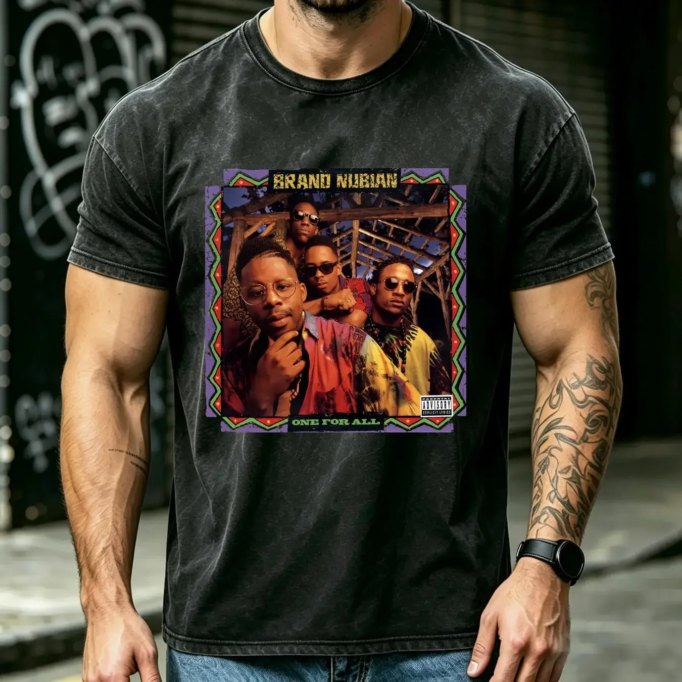 washed T Shirt One For All Brand Nubian Grand Puba Sadat X Lord Jamar DJ Stud Doogie long or short sleeves vintage Washed Soft