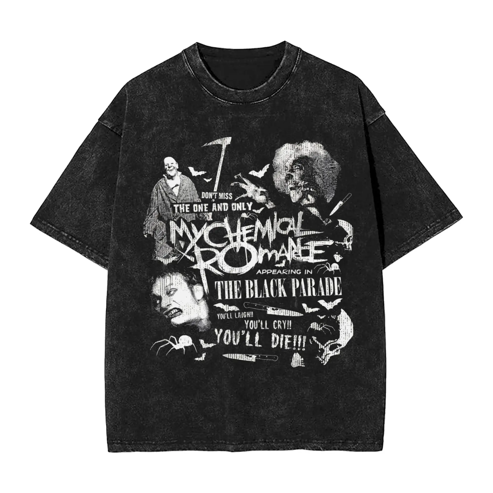 The Black Parade 2026 Music My Chemical Romance mcr Outfit Washed T Shirts Men Women Streetwear Hip Hop T-Shirts