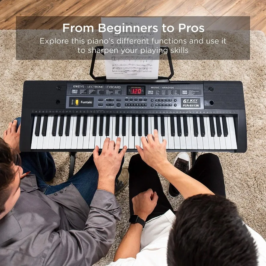 بيانو لوحة مفاتيح إلكترونية مكونة من 61 مفتاحًا مع مفاتيح مضاءة لتعلم الموسيقى وممارسة لوحة المفاتيح الرقمية المحمولة #6