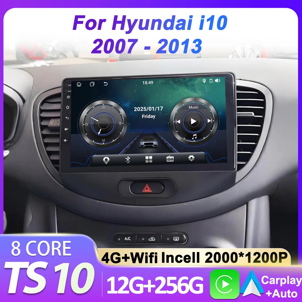 

Carplay Android Auto Car Radio 2din Android 14 For Hyundai i10 2007 - 2013 GPS Navigation Car Intelligent Systems Touch Screen