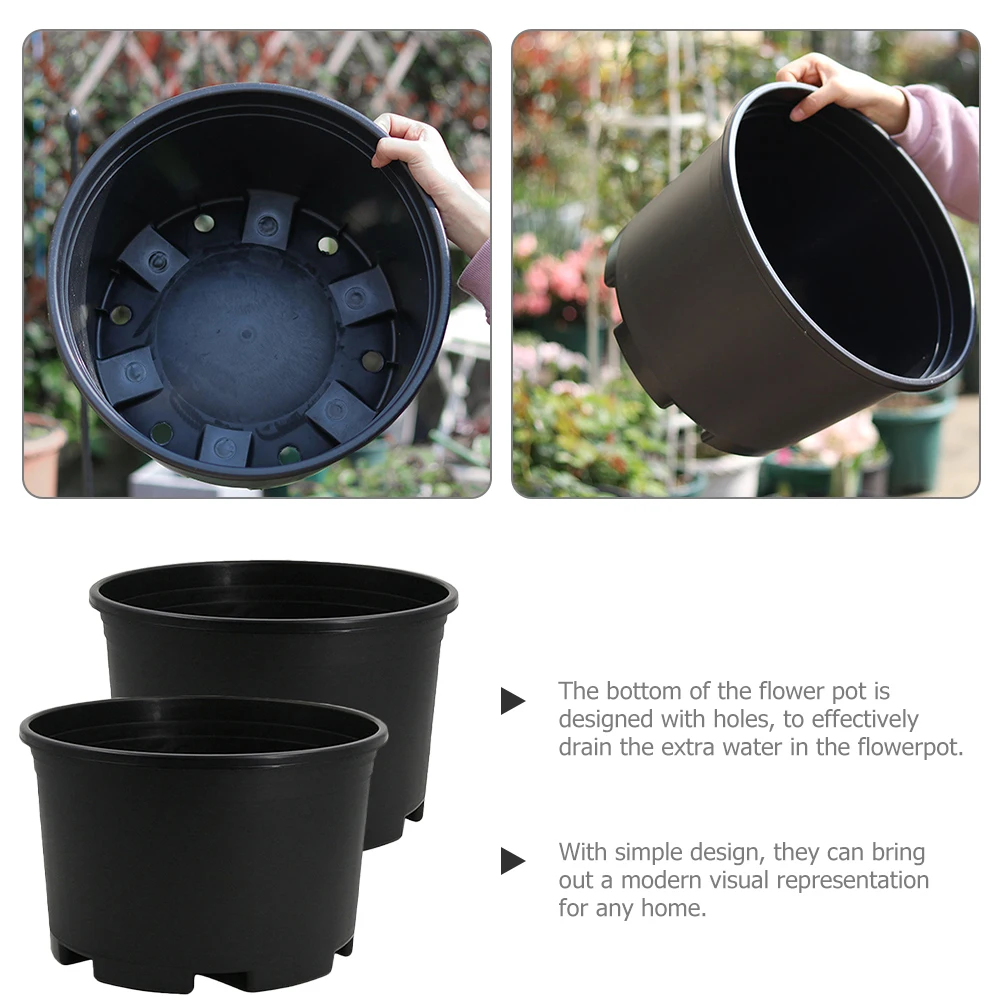 

2pcs Plastic Flower Pot Large Drainage Holes Nursery Garden Decor Balcony Planters for Trees Orchid for Plant