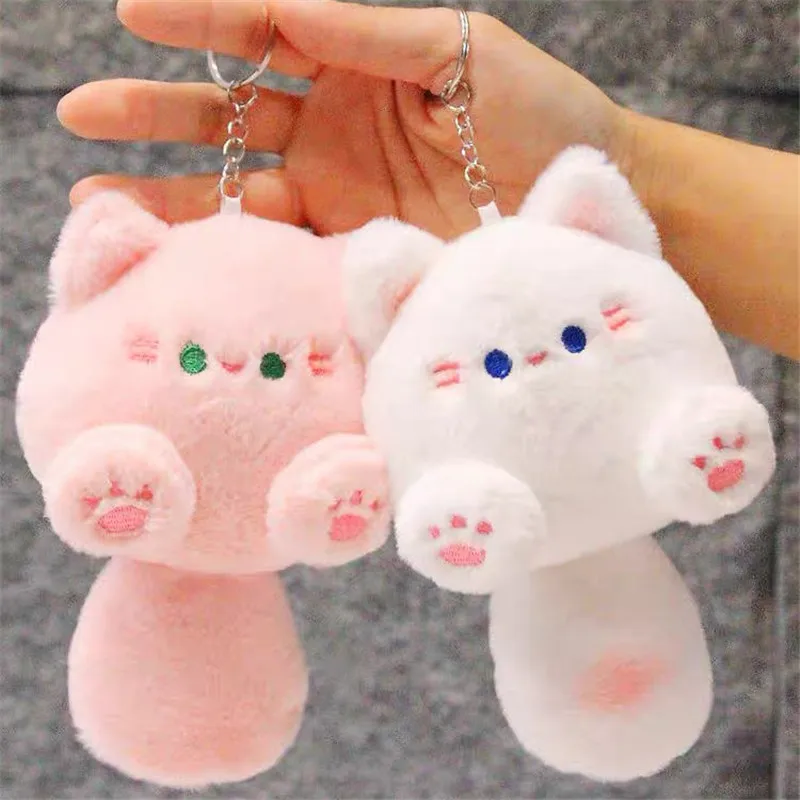 LLavero de gato de peluche de dibujos animados para niños, colorido Ins, lindo gato de café, muñeco colgante de felpa, creativo, suave y esponjoso