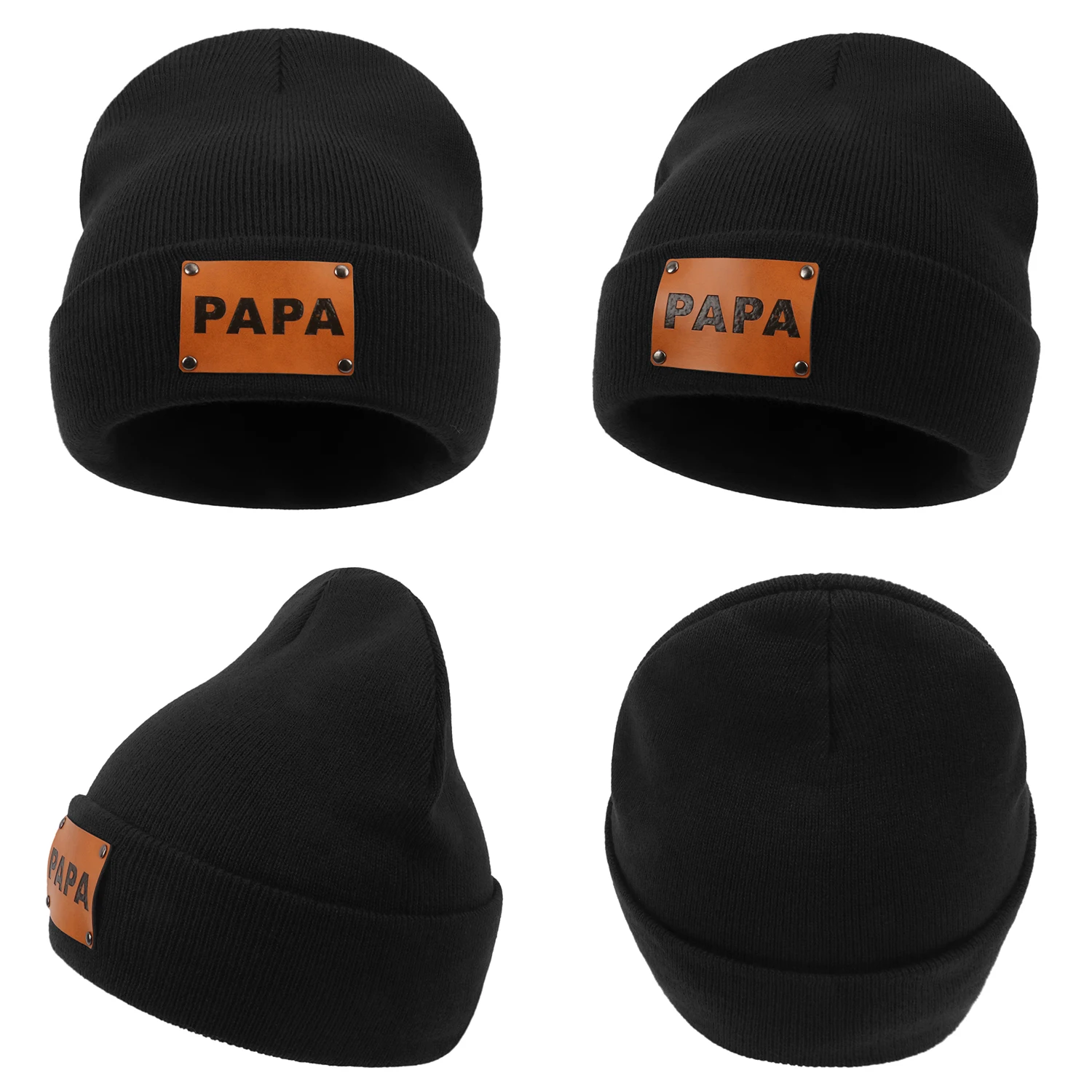 PAPAadults warm and windproof knitted hat for autumn and winter, parent-child style woolen hat, seamless round machine