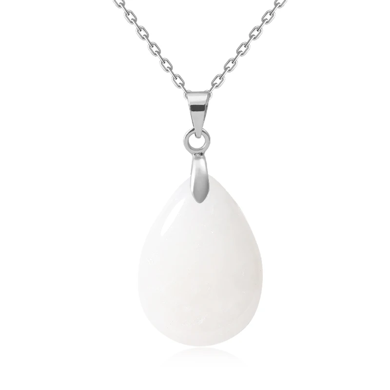 Neue Modische Naturstein-Kristall-Anhänger Tropfenförmiger Einfacher Anhänger Halskette Ohrringe Schmuckherstellung Mit Kette Collier – Detail 35