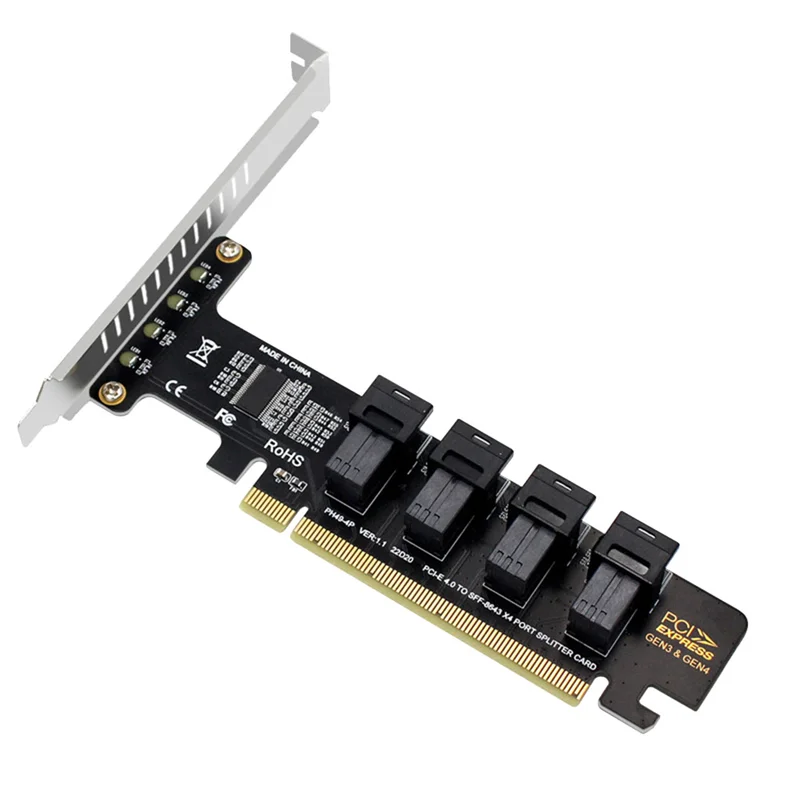 

NGFF PCI-E 16X to 4 Ports U.2 NVME Split Expansion Card SFF-8639/8643 NVME PCIE SSD Adapter for Mainboard