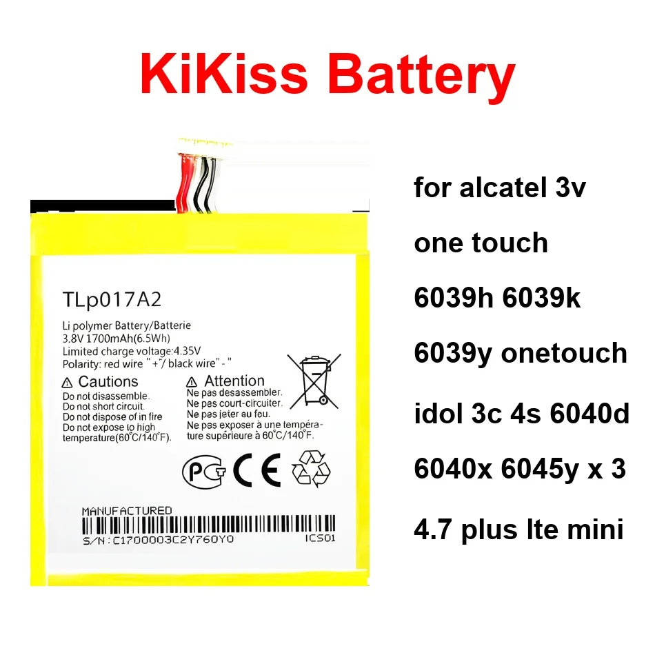 

Аккумулятор TLp029C1 TLp029C7 для Alcatel 3V One Touch 6039H 6039K 6039Y Onetouch Idol 3C 4S 6040D 6040X 6045Y X3 4.7 Plus LTE Mini