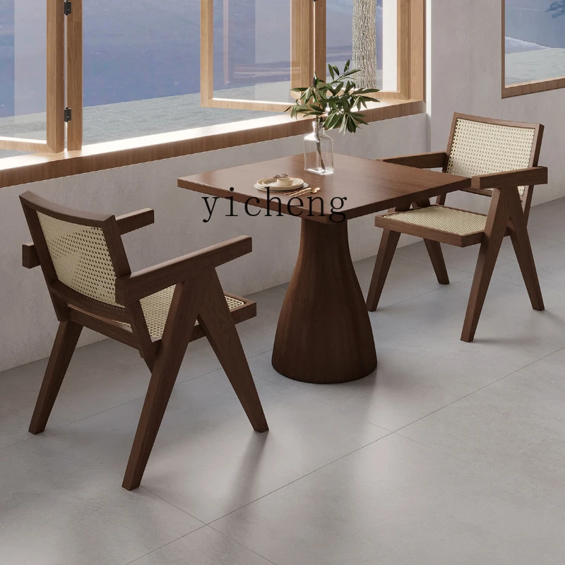 

XL all-solid wood square table high-end restaurant, commercial square table and chair combination for 2 people