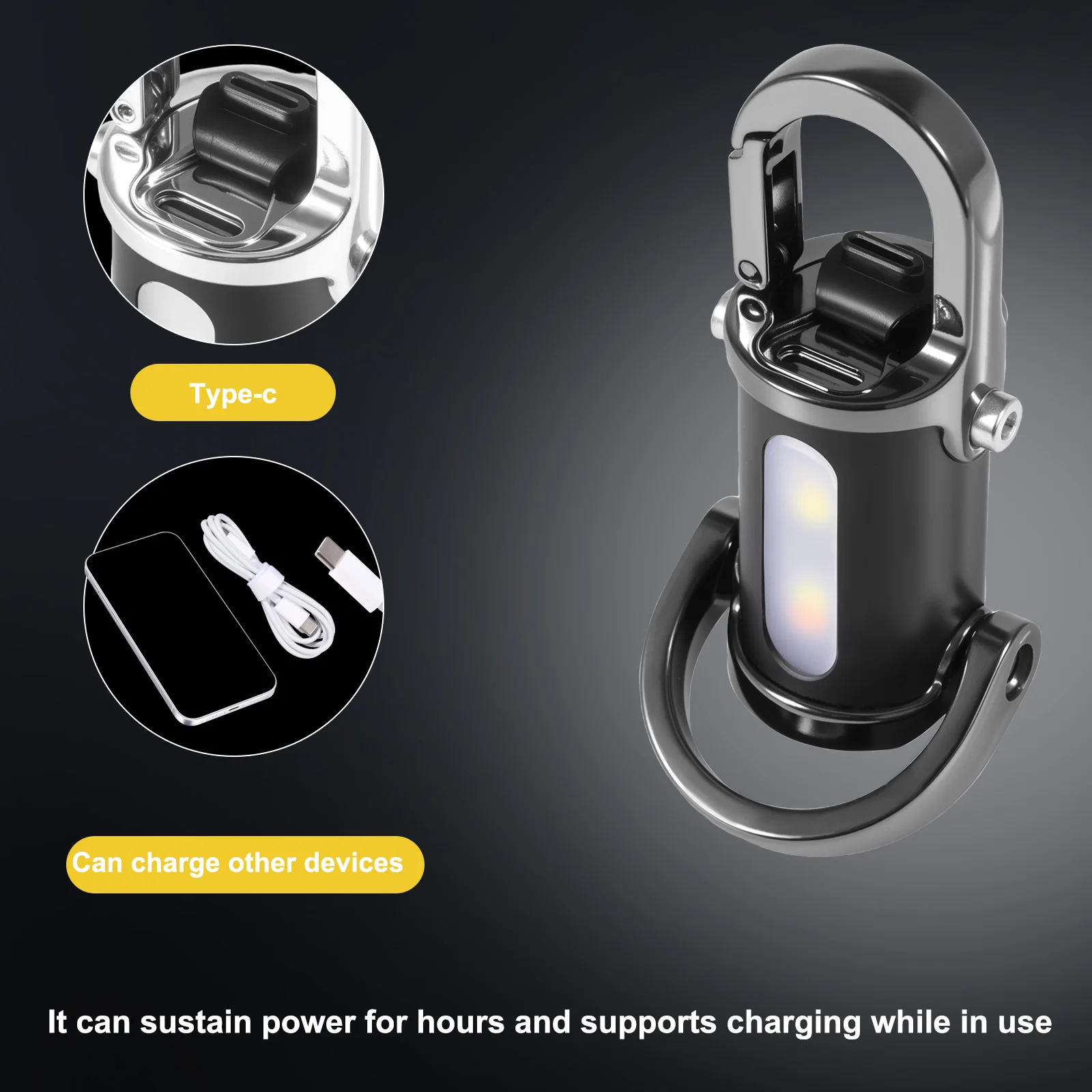 Mini Key Pendant Torch 1200 Lumens 1000mAh USB Rechargeable Keychain Light Waterproof Mini LED Flashlight for Outdoor Camping