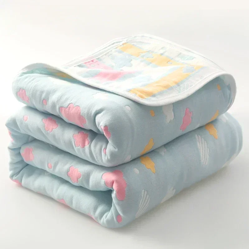 High Quality Cotton Sheet Six Layer Gauze Towel Quilt Summer Cool Blanket Children\'s Baby Blanket Adult Blanket Bedding