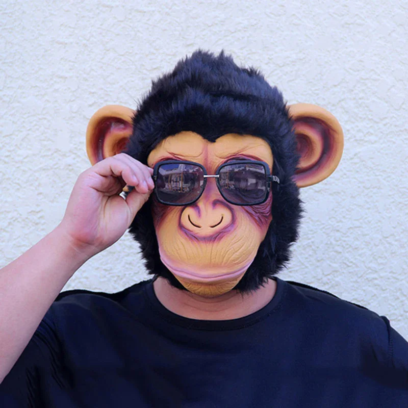 Cute Gorilla Big Ears Monkey Mask Funny Animal Halloween Masquerade Cosplay Party Eco- friendly Latex Full Face Mask