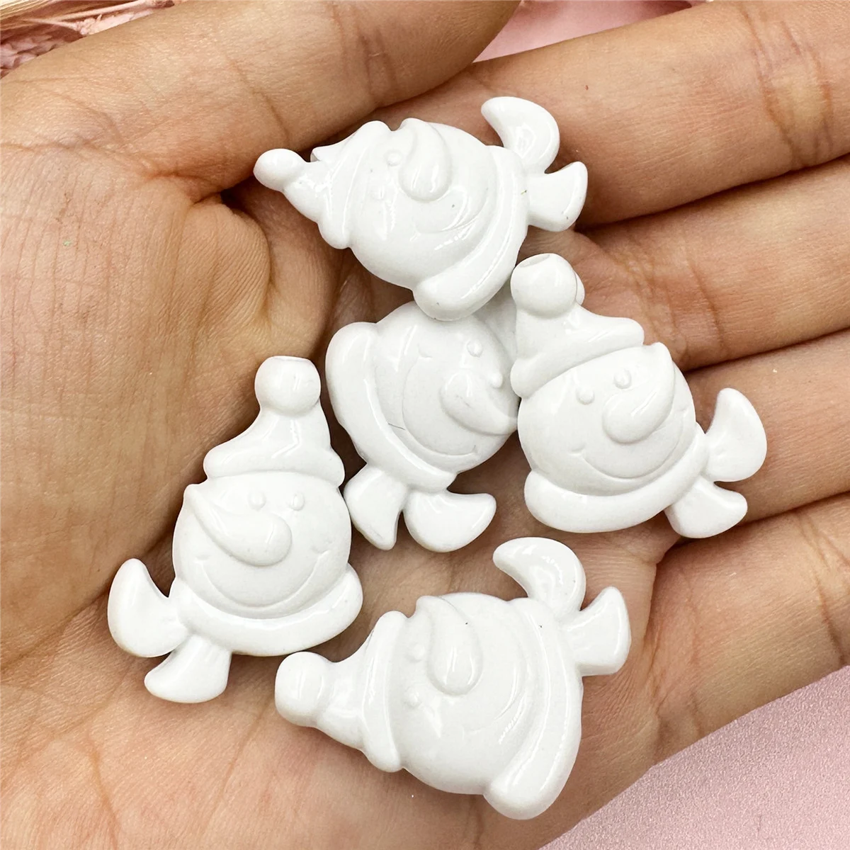 5pcs/bag 24*32mm Solid Color Acrylic Christmas Snowman Beads For DIY Bracelet Earring Pendant Jewelry Making Accessories