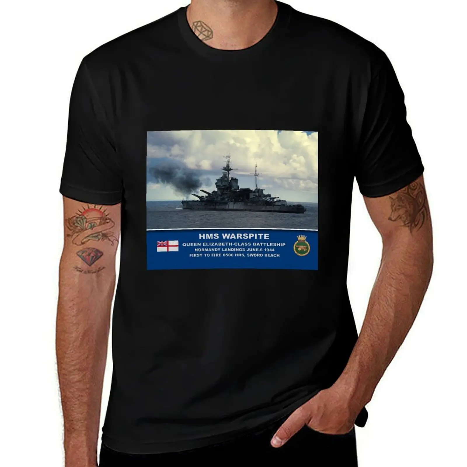 HMS Warspite Battleship T-Shirt Plus Size Outdoor Casual Top T-Shirt