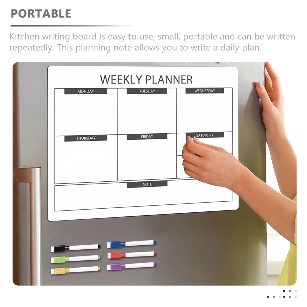 กระดานวางแผนแม่เหล็กติดตู้เย็น 1 ชุด กระดานเขียนแบบลบได้ ใช้ในครัว สำหรับเขียนข้อความ เตือนความจำ รายการสิ่งที่ต้องทำ