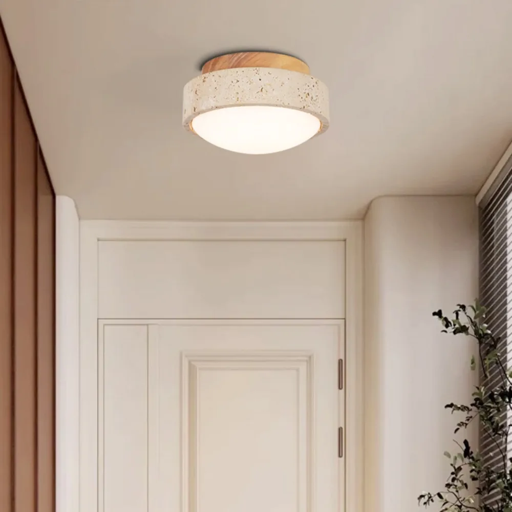 

2025 New Hot Selling Wabi Sabi Yellow Marble Hotel Corridor Ceiling Light Creative Restaurant Room Balcony Decorative LED Lamp